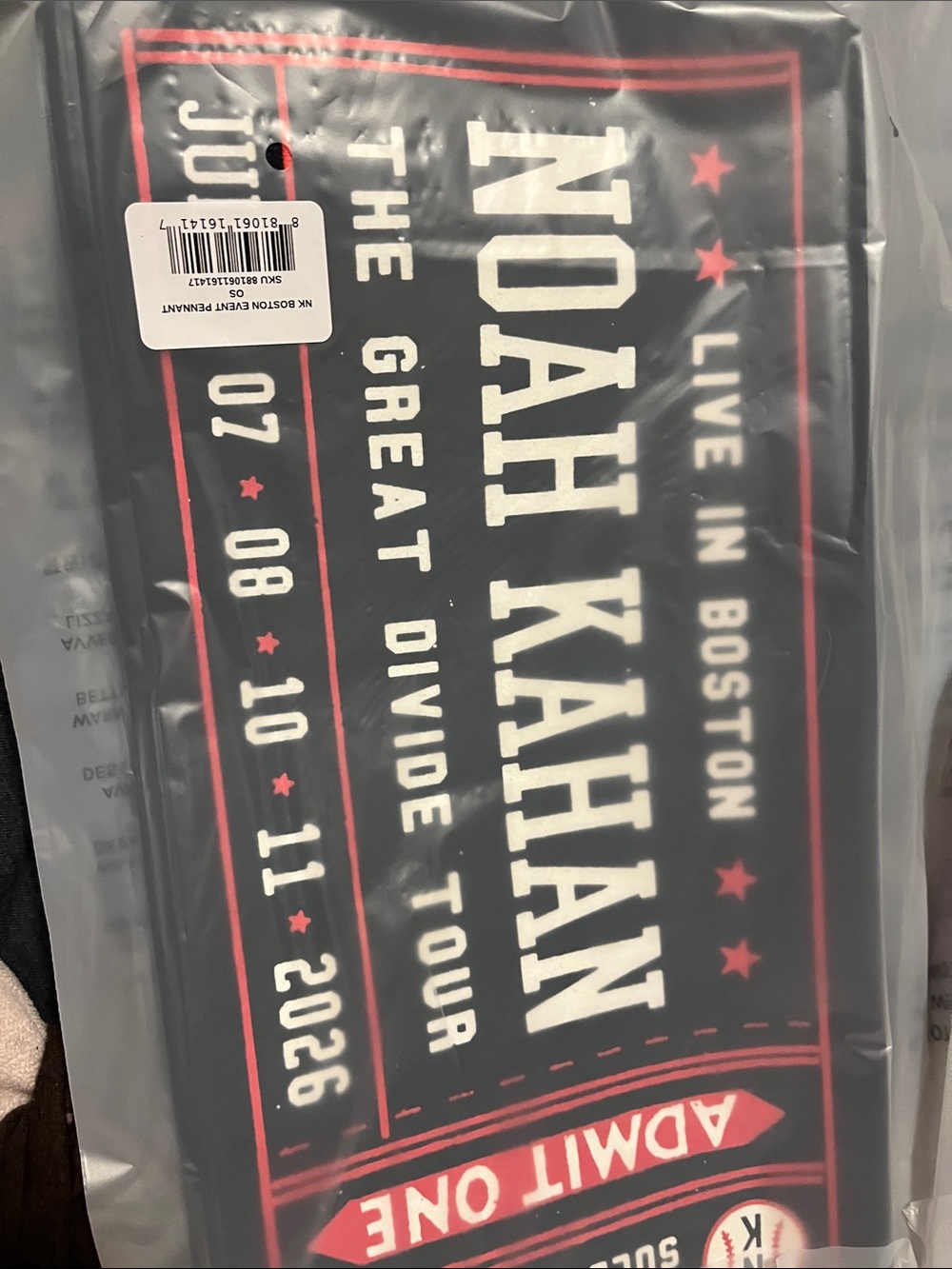 Noah Kahan Great Divide Tour Boston Pennant